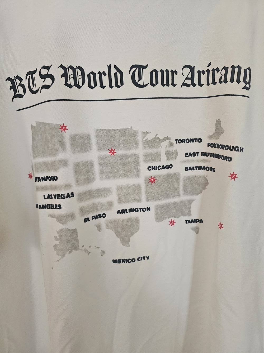 BTS ARIRANG World Tour Map Graphic Tee - White Size Large (New) - Picture 2 of 7